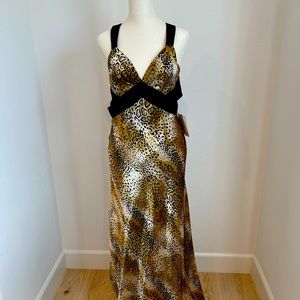 NWT Jessica McClintock Print Long Formal Dress Side Cut Out (size 8)